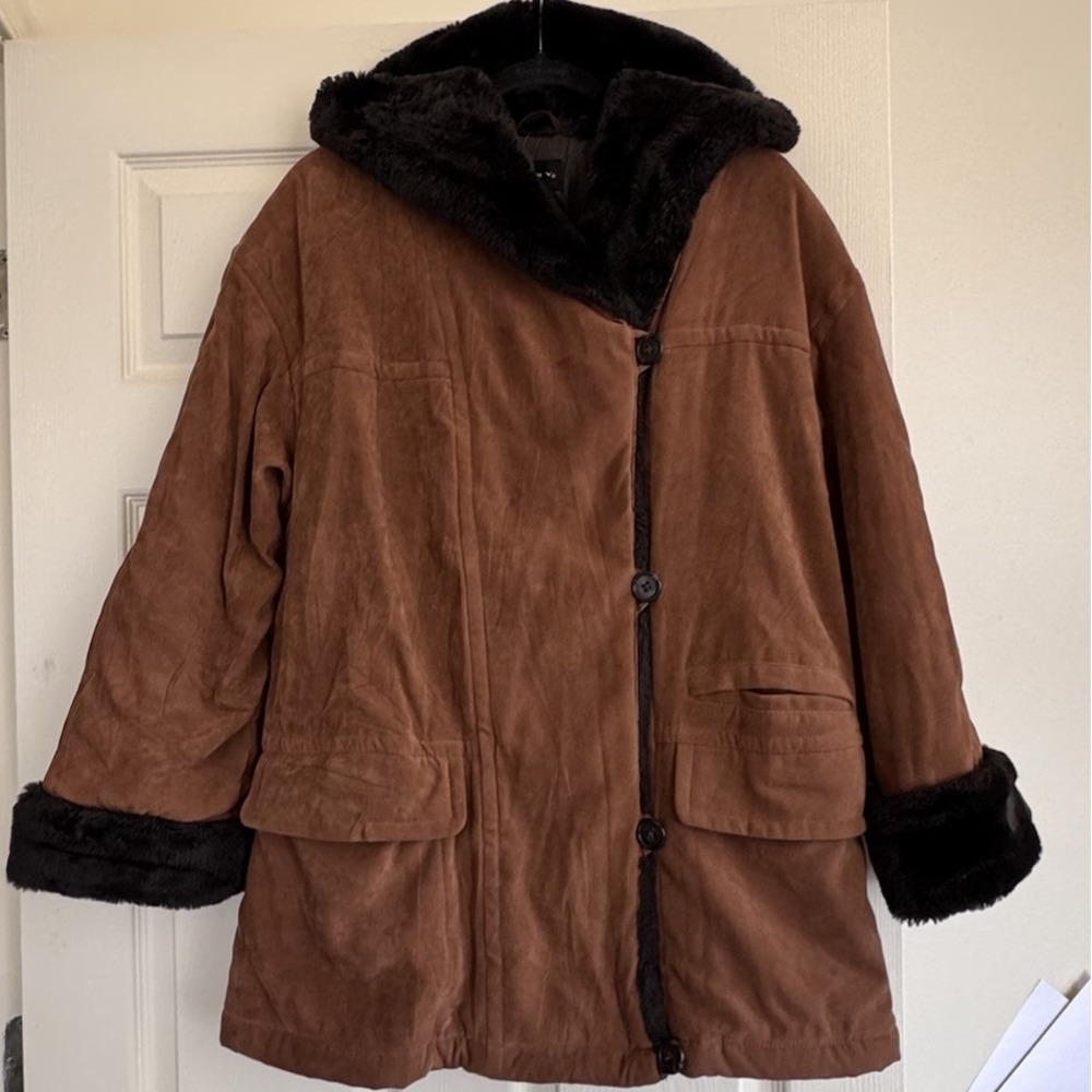 Vintage Gallery Men's Hooded Tan Coat Button Down XS-S